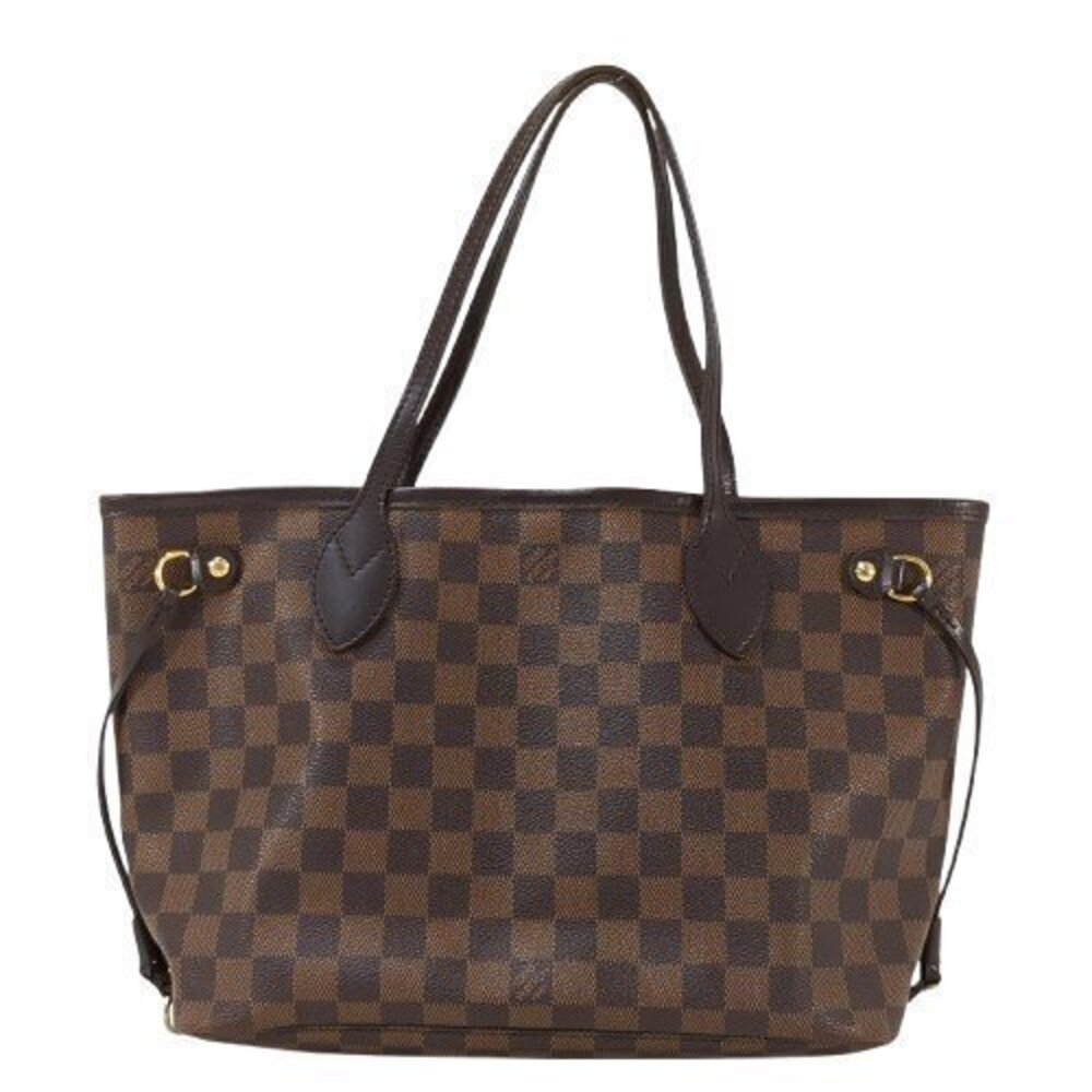 Louis Vuitton Neverfull Monogram Tote Bag Handbag Brown Leather